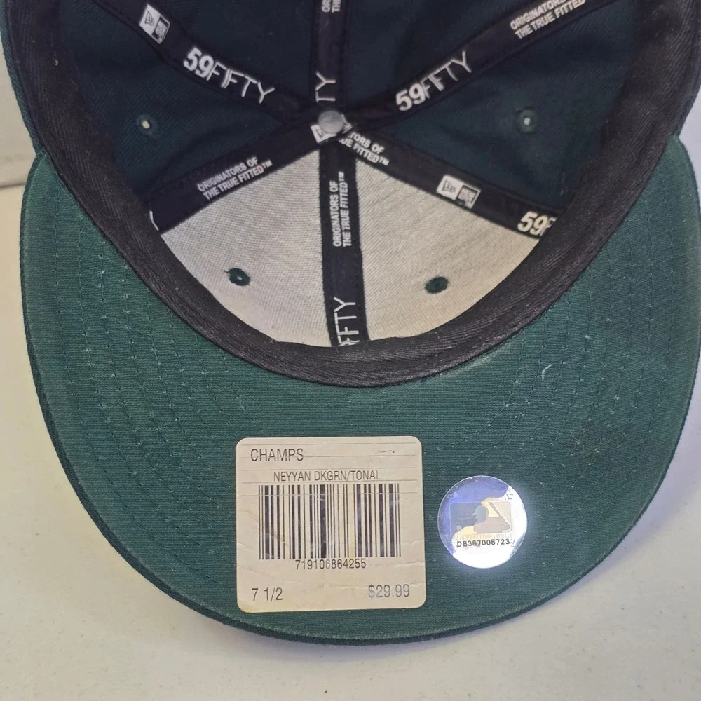 New Era Men's 59FIFTY New York Yankees Fitted Hat 7 1/2 Dark Green Wool Cap U7